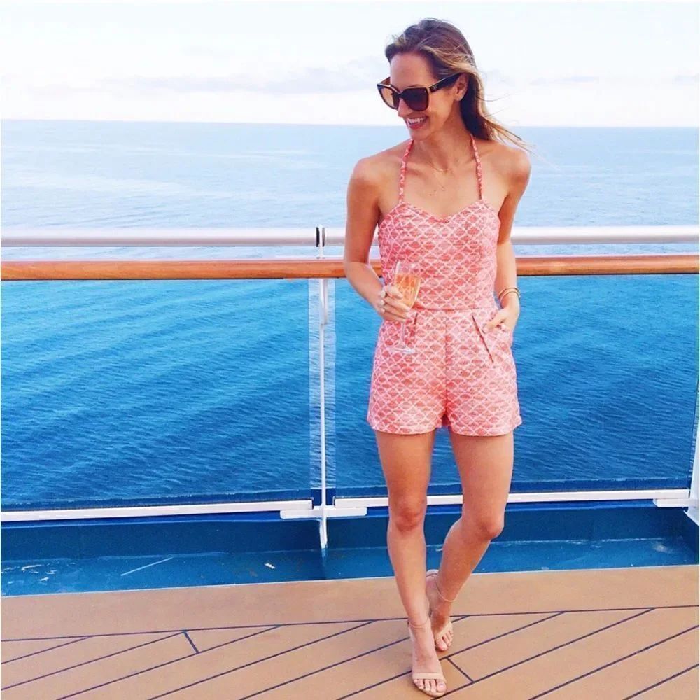 Jack by BB Dakota JACK jacquard coral halter romper